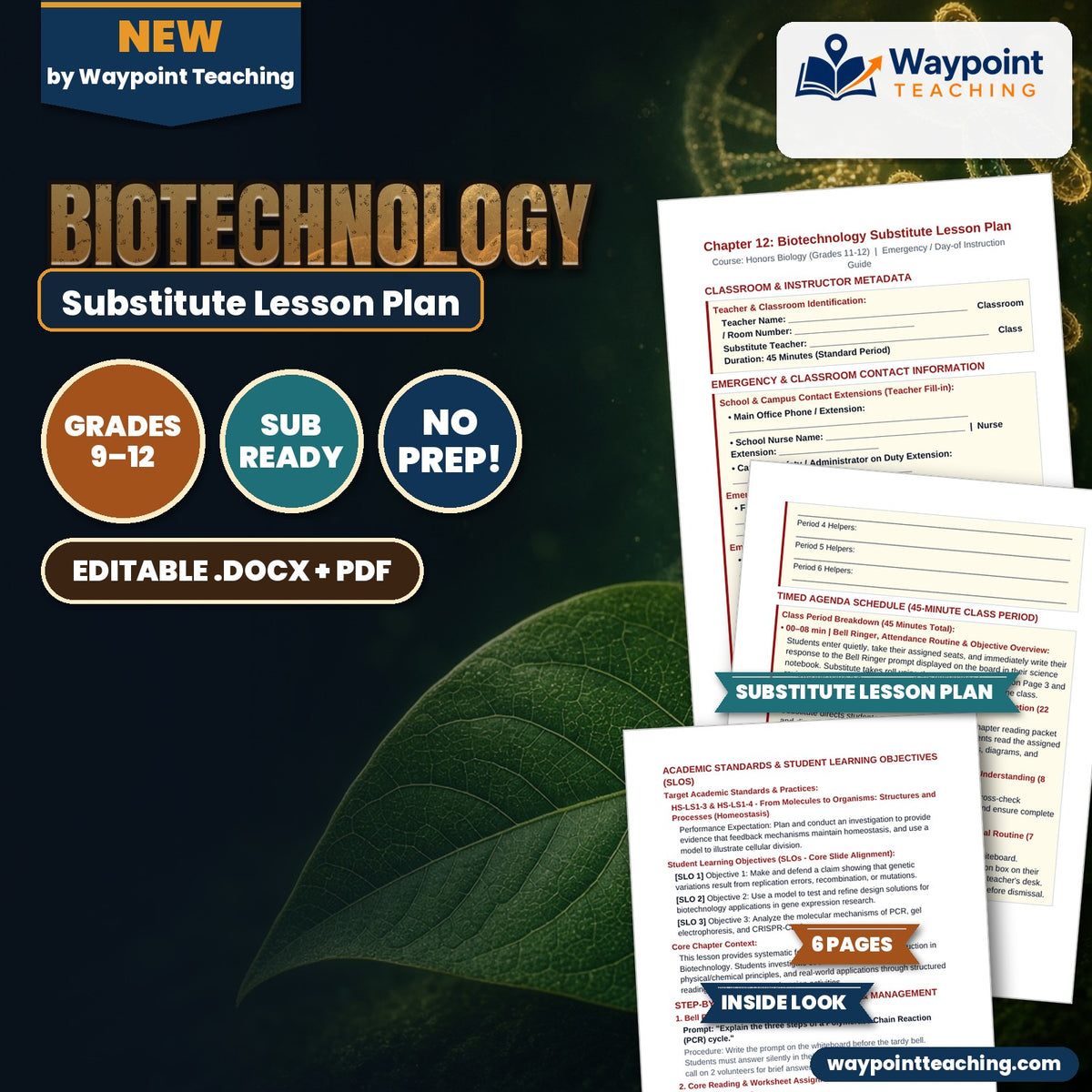 Biotechnology Substitute Lesson Plan cover