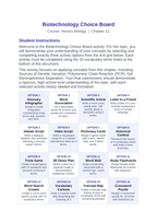 Biotechnology Vocabulary Choice Board sample page