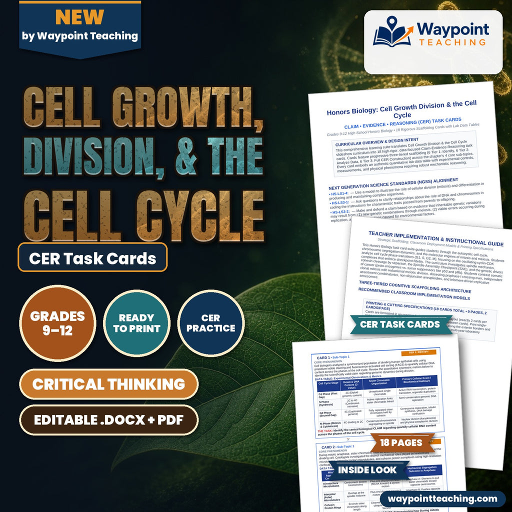 Cell Growth, Division, &  the Cell Cycle CER Task Cards cover