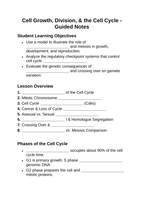 Cell Growth, Division, &  the Cell Cycle Guided Notes sample page