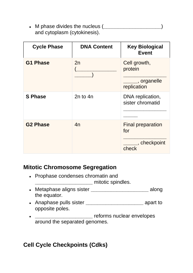 Cell Growth, Division, &  the Cell Cycle Guided Notes sample page