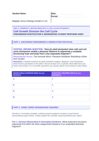 Cell Growth, Division, &  the Cell Cycle Phenomena-Based Lesson: The Immortal Worm: Planarian Neoblasts Rebuilding a Brain from Scratch Student Response Sheet sample page