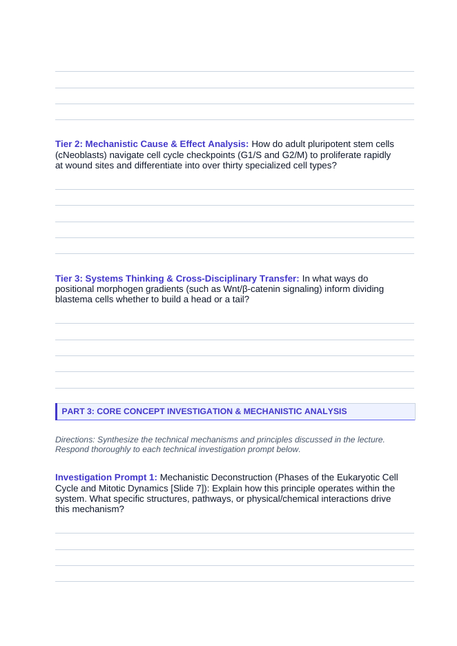 Cell Growth, Division, &  the Cell Cycle Phenomena-Based Lesson: The Immortal Worm: Planarian Neoblasts Rebuilding a Brain from Scratch Student Response Sheet sample page