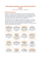 Cell Growth, Division, &  the Cell Cycle Vocabulary Choice Board sample page