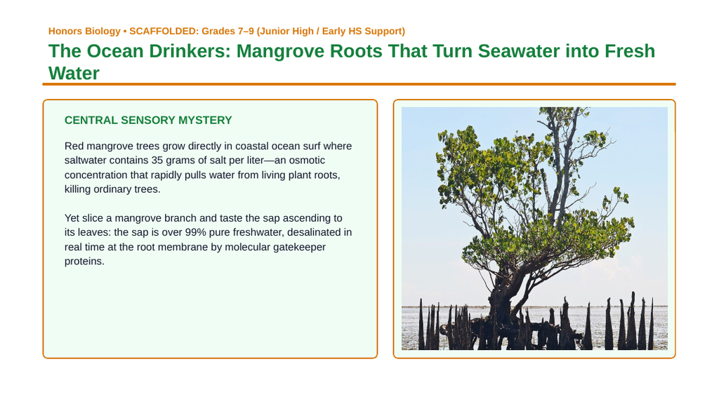 Cell Membrane Structure & Transport Scaffolded Phenomena-Based Lesson: The Ocean Drinkers: Mangrove Roots That Turn Seawater into Fresh Water Presentation sample page