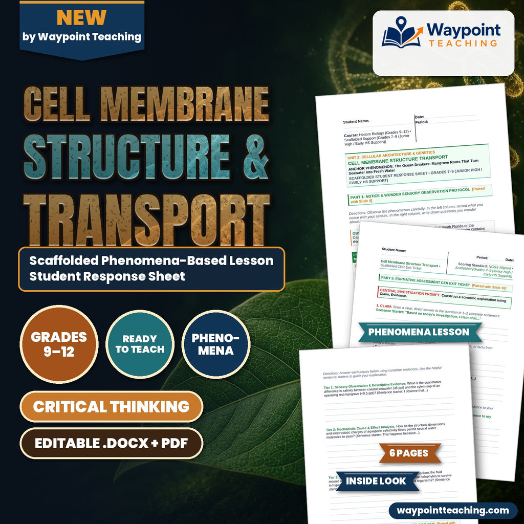 Cell Membrane Structure & Transport Scaffolded Phenomena-Based Lesson: The Ocean Drinkers: Mangrove Roots That Turn Seawater into Fresh Water Student Response Sheet cover