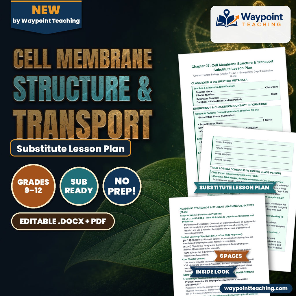 Cell Membrane Structure & Transport Substitute Lesson Plan cover