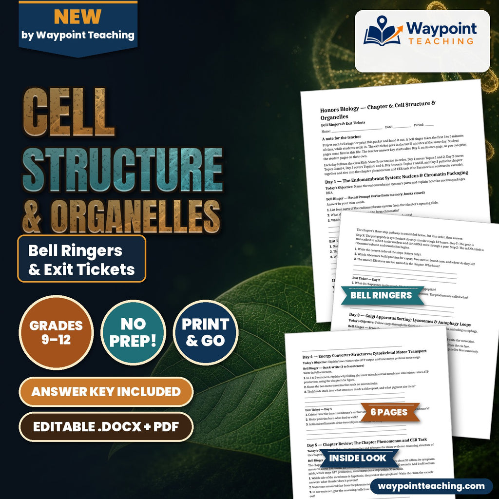 Cell Structure & Organelles Bell Ringers & Exit Tickets cover