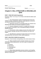 Cell Structure & Organelles Lesson Quiz sample page