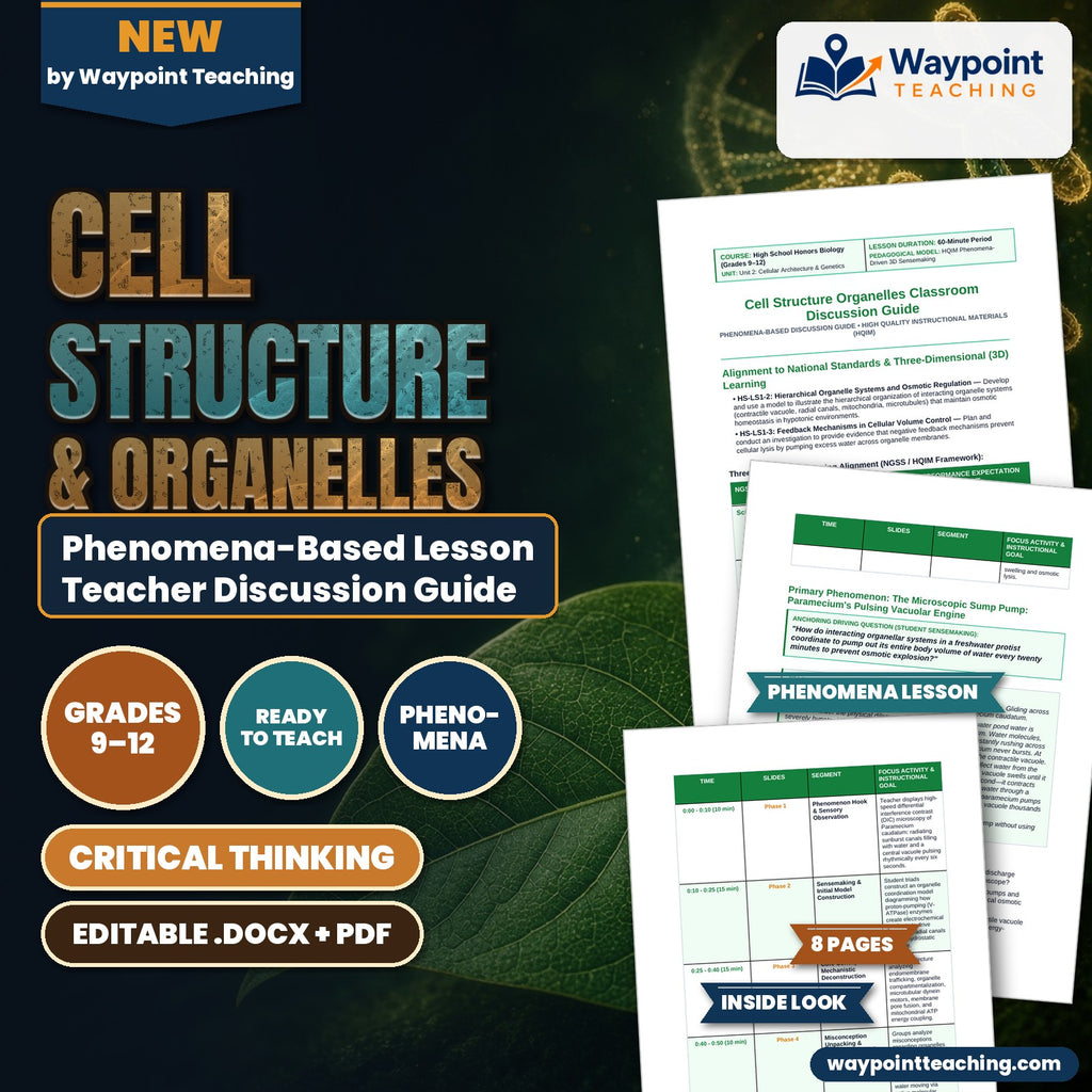 Cell Structure & Organelles Phenomena-Based Lesson: The Microscopic Sump Pump: Paramecium's Pulsing Vacuolar Engine Teacher Discussion Guide cover