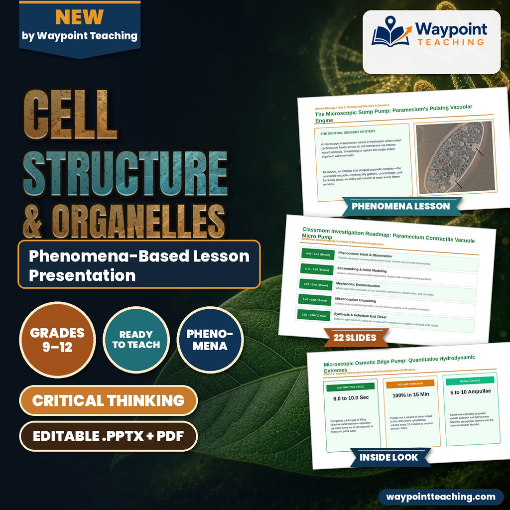 Cell Structure & Organelles Phenomena-Based Lesson: The Microscopic Sump Pump: Paramecium's Pulsing Vacuolar Engine Presentation cover