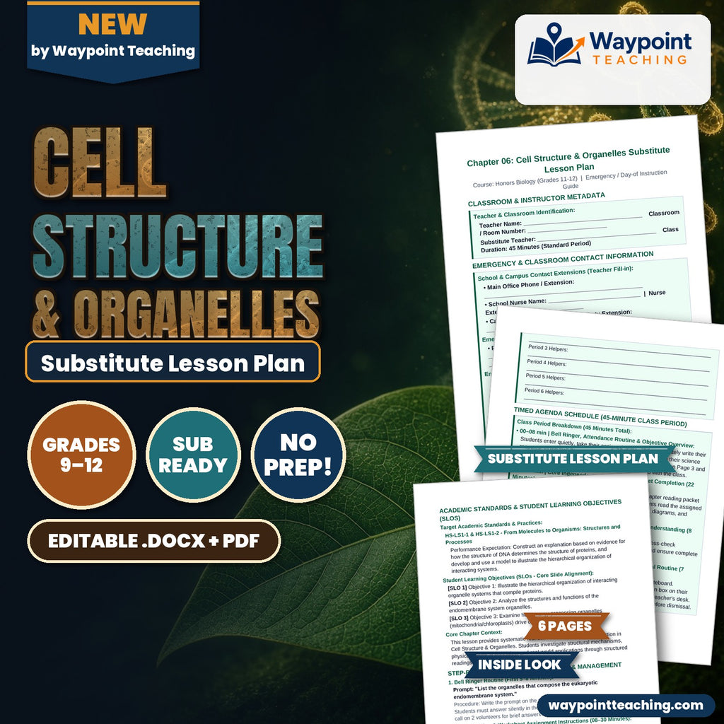 Cell Structure & Organelles Substitute Lesson Plan cover