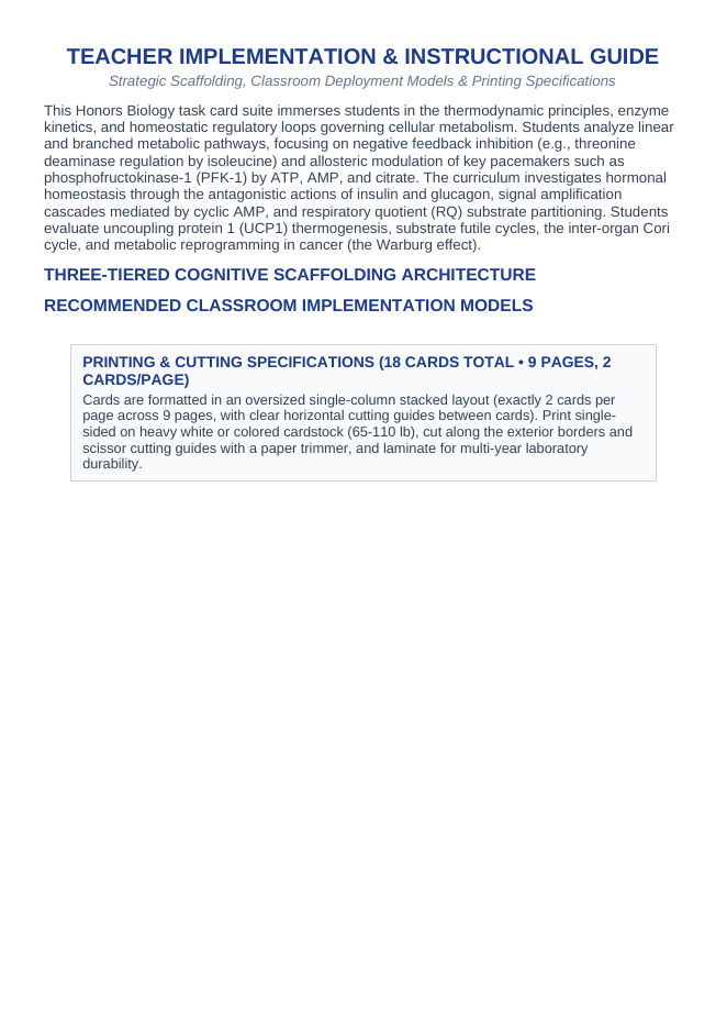 Cellular Metabolism & Homeostasis CER Task Cards sample page