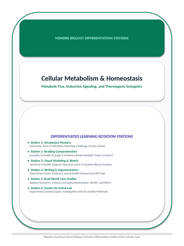 Cellular Metabolism & Homeostasis Differentiation Stations sample page