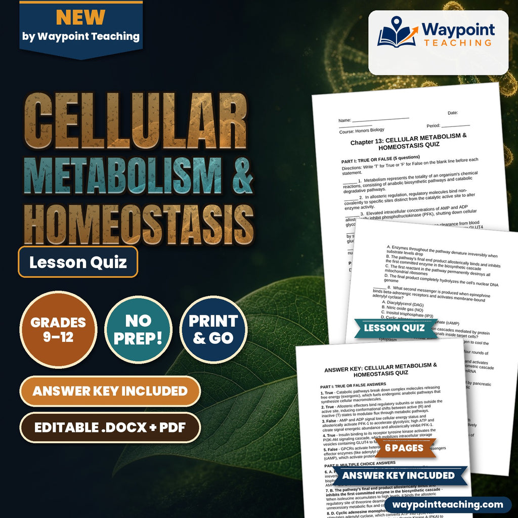 Cellular Metabolism & Homeostasis Lesson Quiz cover