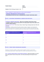 Cellular Metabolism & Homeostasis Phenomena-Based Lesson: The Frozen Stone: Wood Frogs Cheating Death with 300 mM Glucose Student Response Sheet sample page