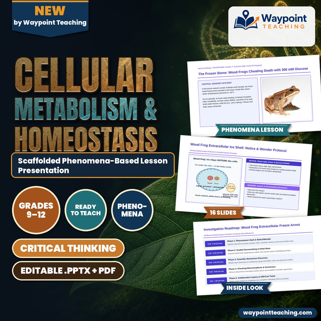 Cellular Metabolism & Homeostasis Scaffolded Phenomena-Based Lesson: The Frozen Stone: Wood Frogs Cheating Death with 300 mM Glucose Presentation cover