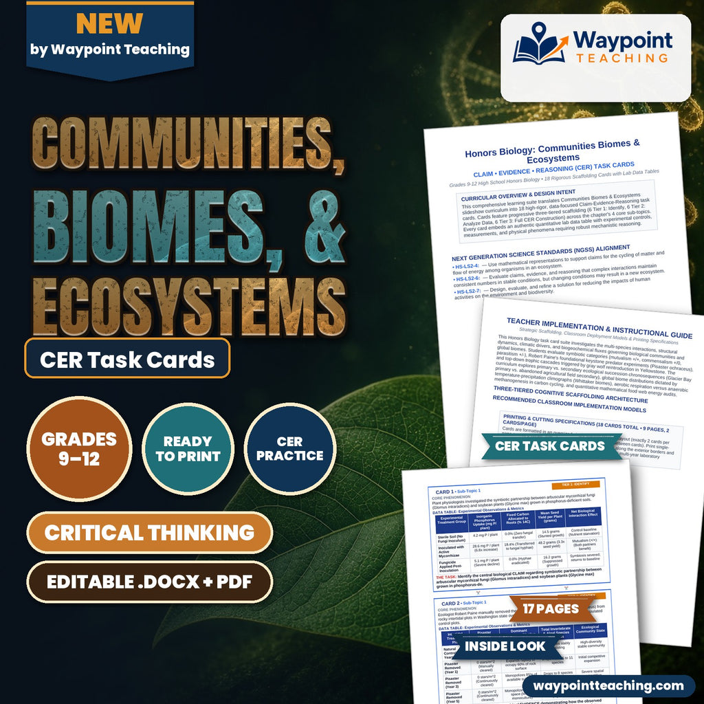 Communities, Biomes, & Ecosystems CER Task Cards cover