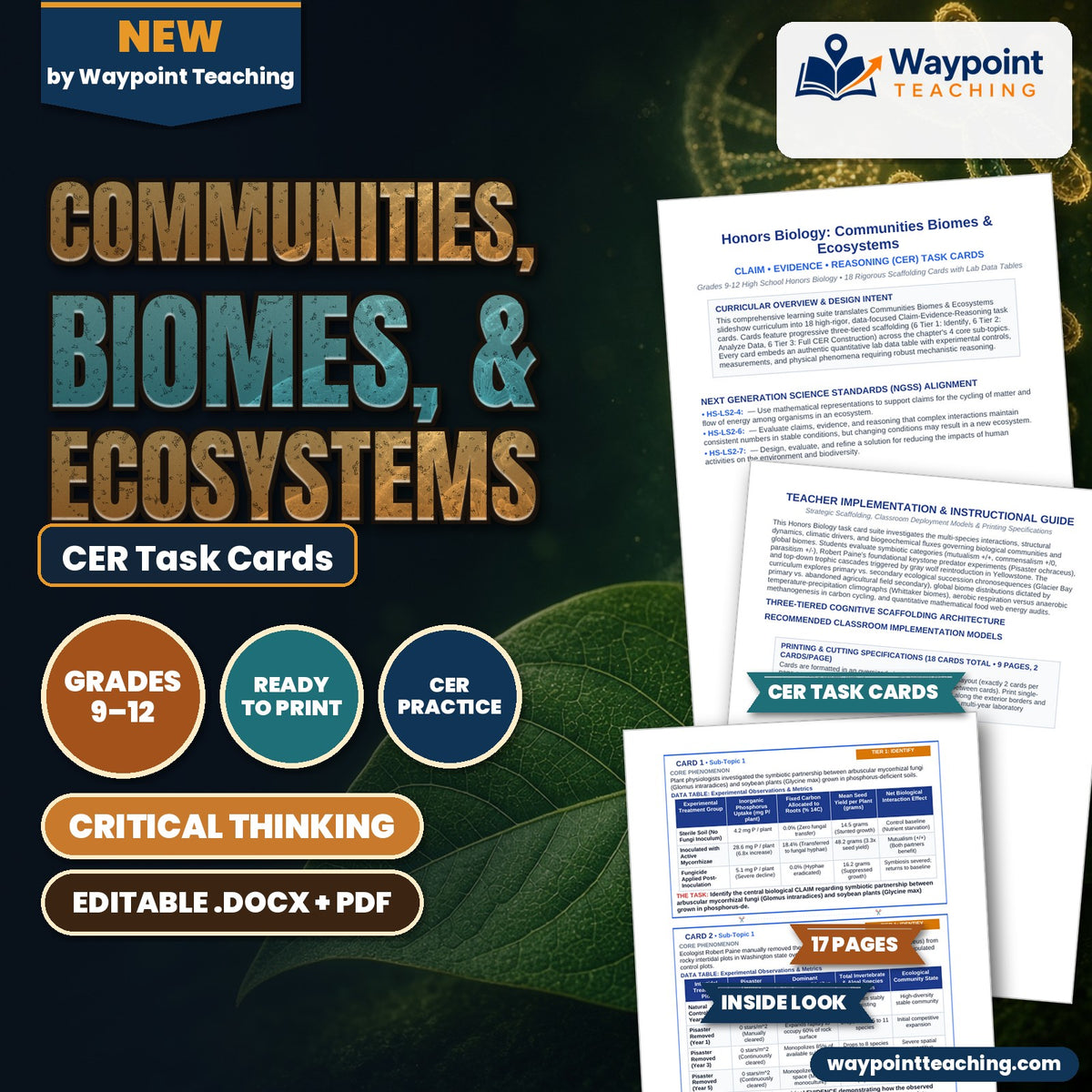 Communities, Biomes, & Ecosystems CER Task Cards cover