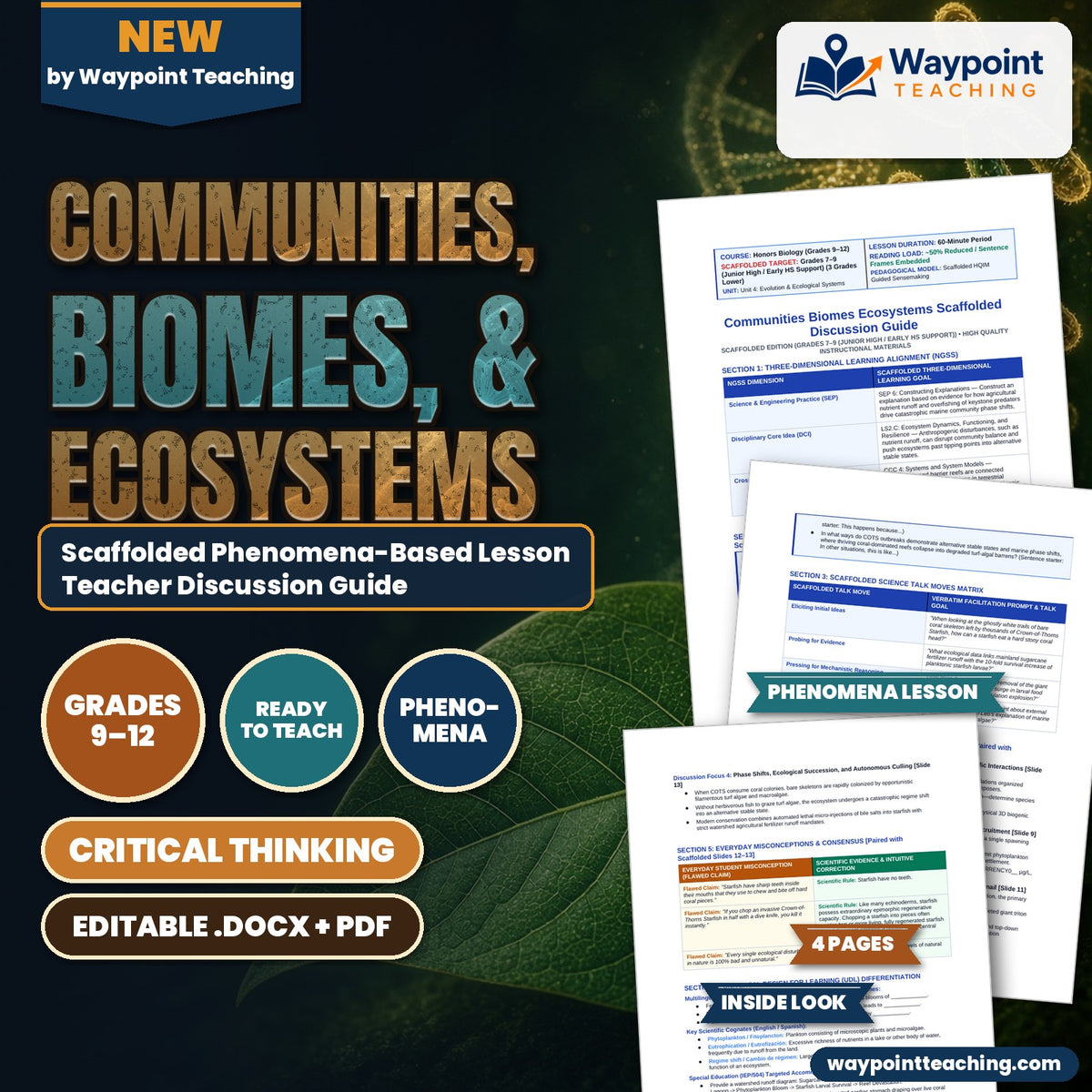 Communities, Biomes, & Ecosystems Scaffolded Phenomena-Based Lesson: The Coral Devourer: Agricultural Runoff Unleashing the Crown-of-Thorns Teacher Discussion Guide cover