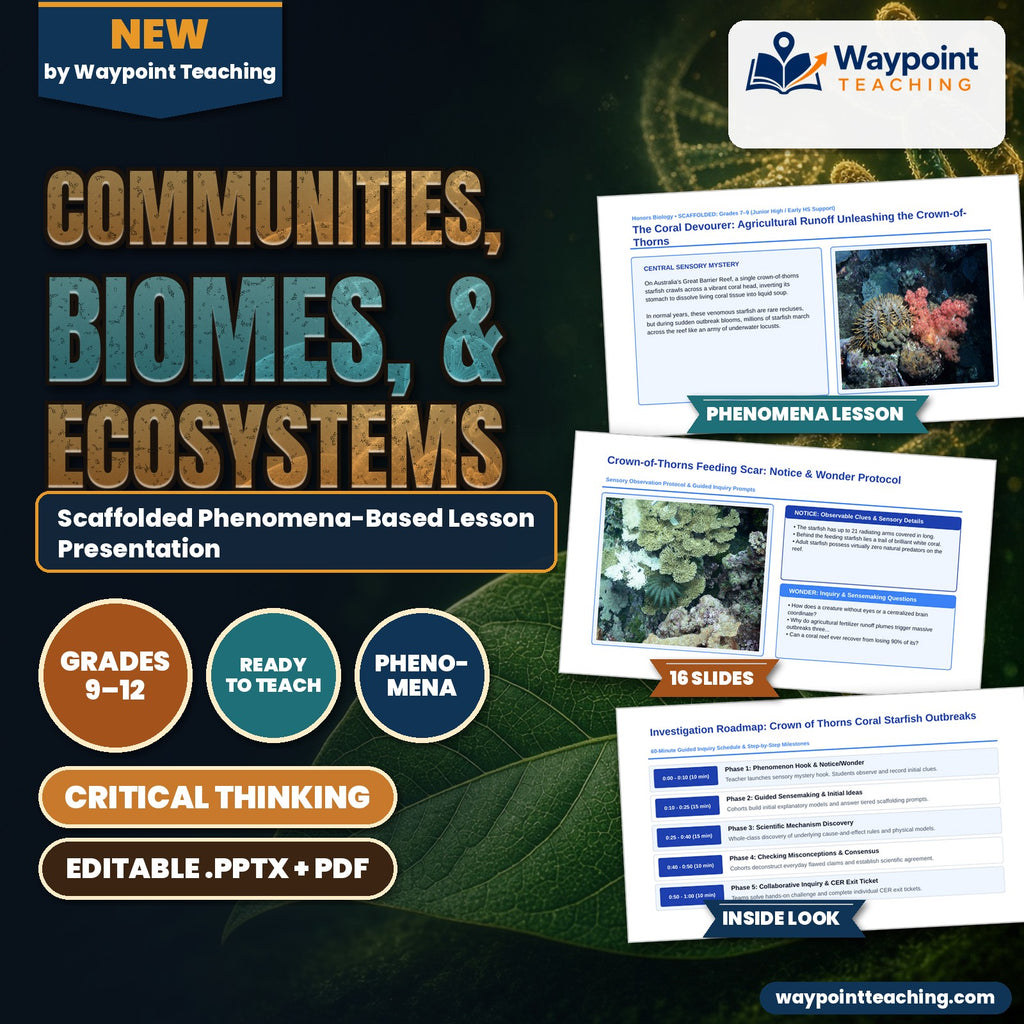 Communities, Biomes, & Ecosystems Scaffolded Phenomena-Based Lesson: The Coral Devourer: Agricultural Runoff Unleashing the Crown-of-Thorns Presentation cover