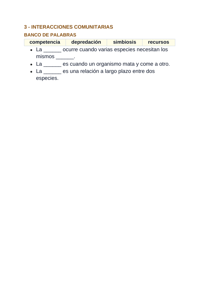 Communities, Biomes, & Ecosystems Spanish Guided Notes sample page