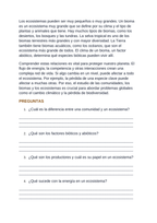 Communities, Biomes, & Ecosystems Spanish Reading Passage & Comprehension Questions sample page