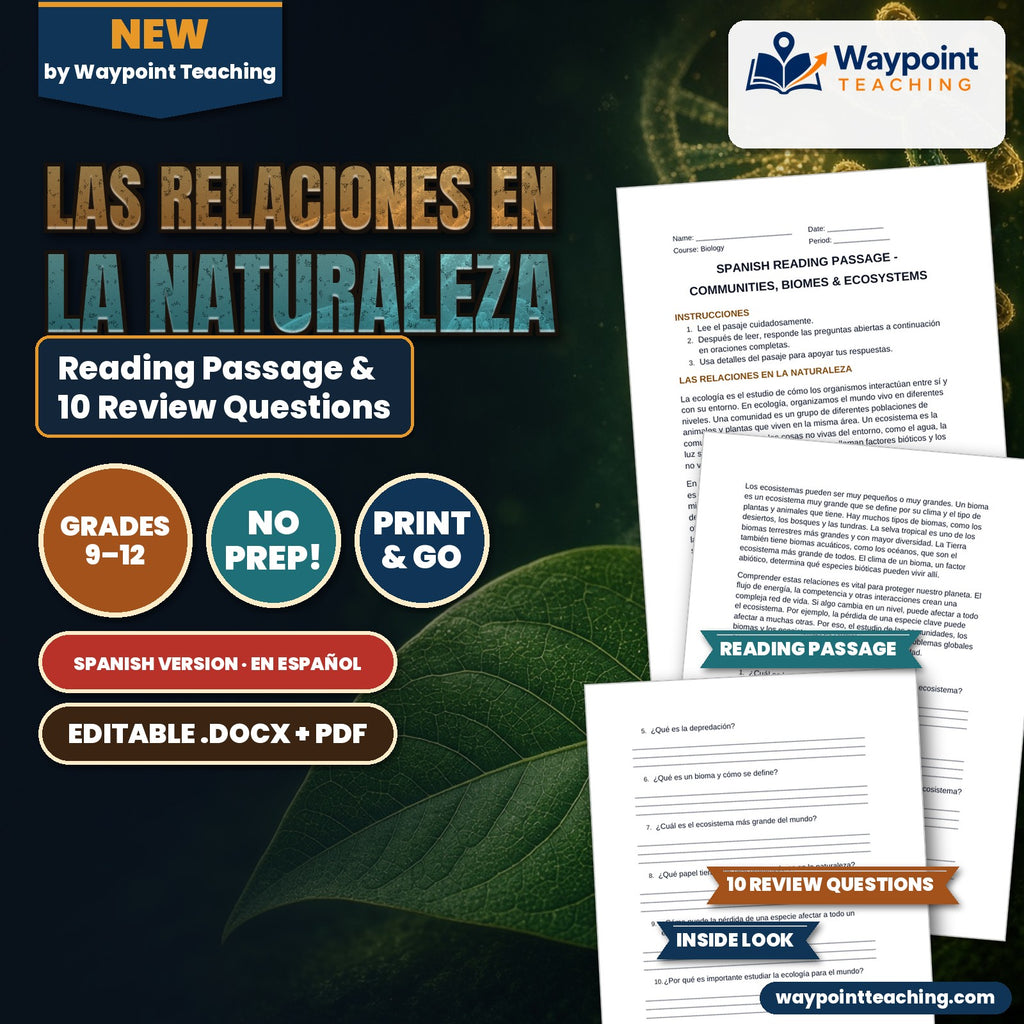 Communities, Biomes, & Ecosystems Spanish Reading Passage & Comprehension Questions cover