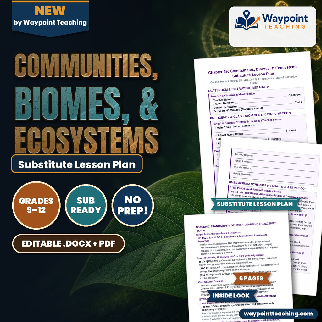 Communities, Biomes, & Ecosystems Substitute Lesson Plan cover