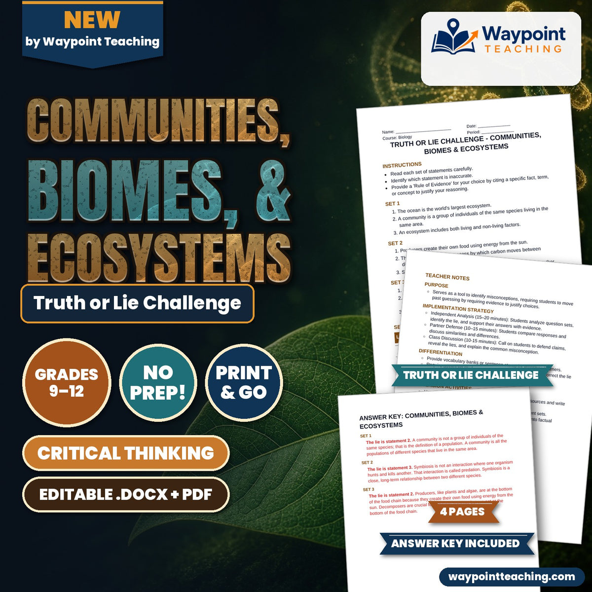 Communities, Biomes, & Ecosystems Truth or Lie Challenge cover