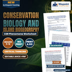 Conservation Biology and Island Biogeography: The MacArthur-Wilson Equilibrium Model, Habitat Fragmentation, and Extinction Vorticism CER Phenomena Worksheet cover