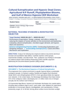 Cultural Eutrophication and Hypoxic Dead Zones: Agricultural N:P Runoff, Phytoplankton Blooms, and Gulf of Mexico Hypoxia CER Phenomena Worksheet sample page