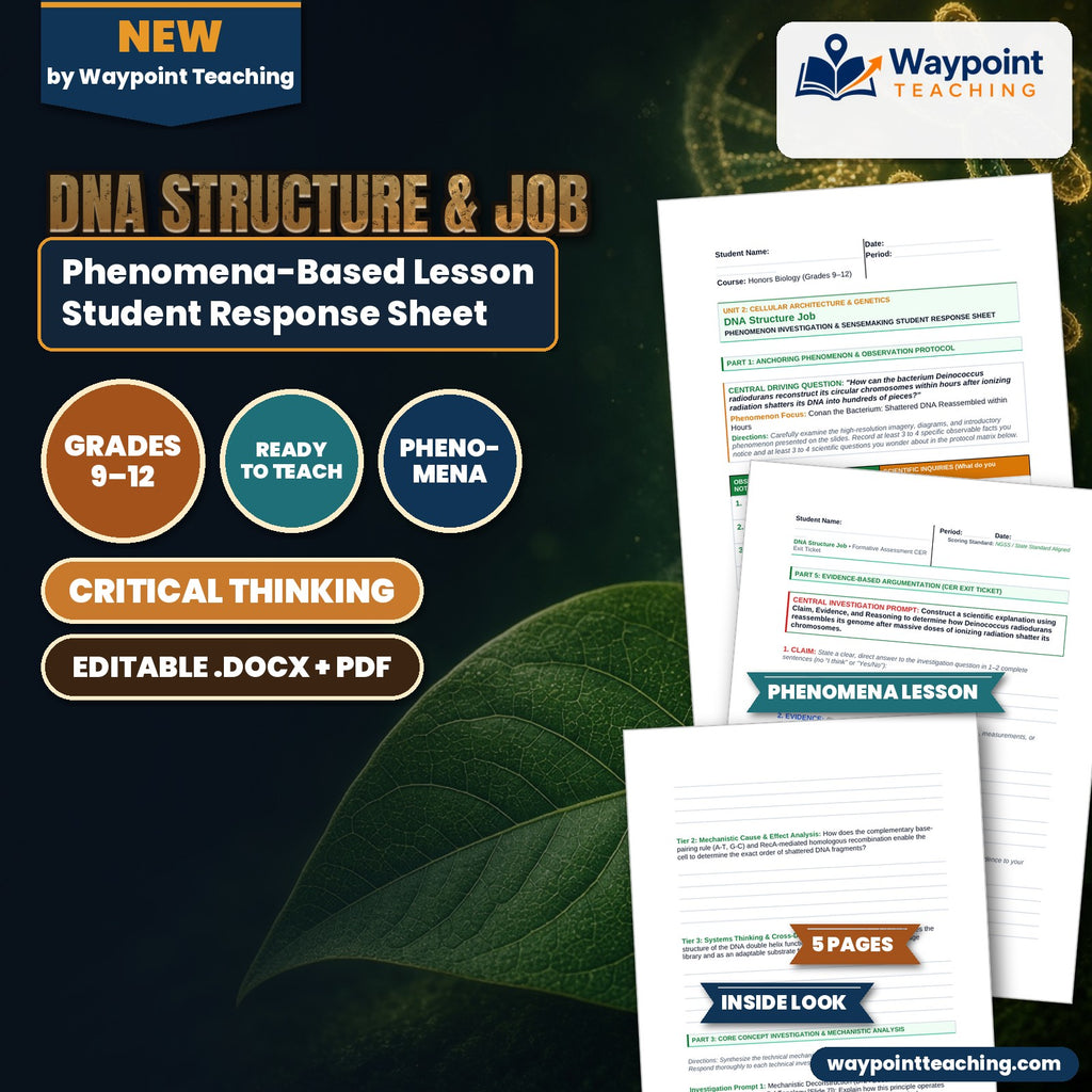 DNA Structure & Job Phenomena-Based Lesson: Conan the Bacterium: Shattered DNA Reassembled within Hours Student Response Sheet cover