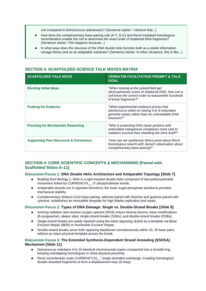 DNA Structure & Job Scaffolded Phenomena-Based Lesson: Conan the Bacterium: Shattered DNA Reassembled within Hours Teacher Discussion Guide sample page
