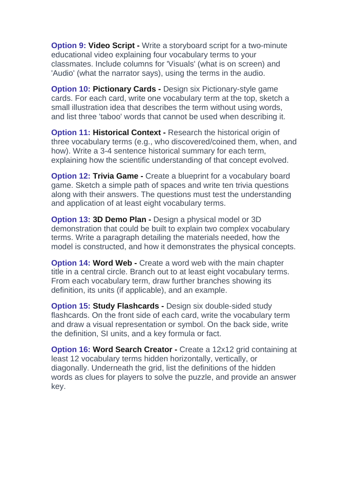 DNA Structure & Job Vocabulary Choice Board sample page