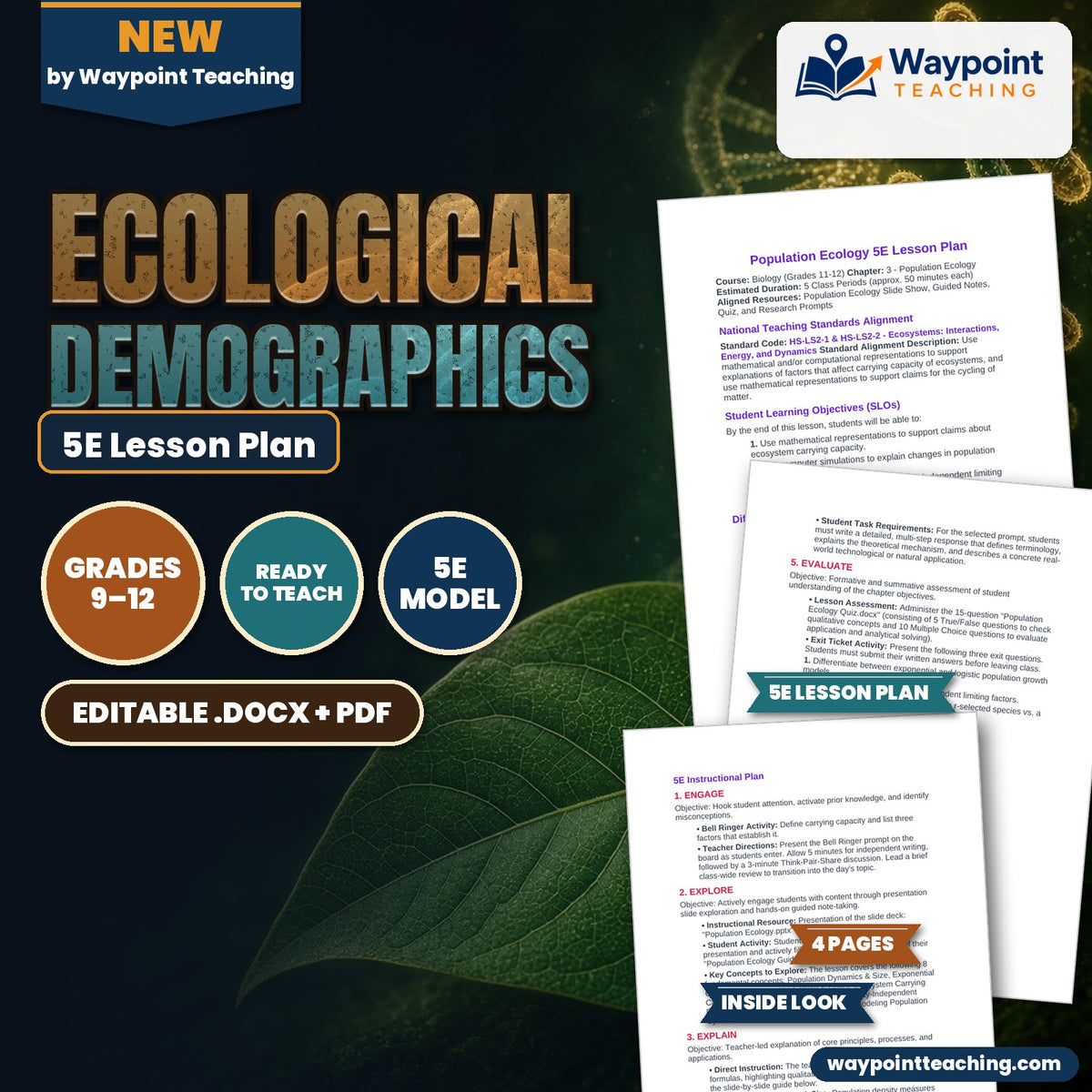 Ecological Demographics 5E Lesson Plan cover