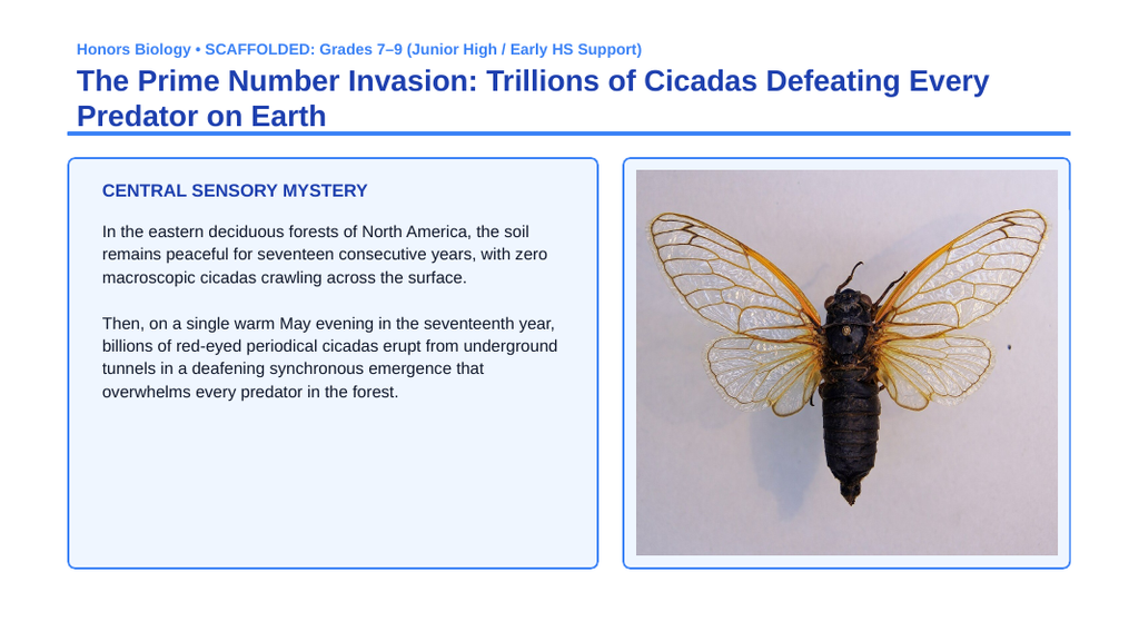 Ecological Demographics Scaffolded Phenomena-Based Lesson: The Prime Number Invasion: Trillions of Cicadas Defeating Every Predator on Earth Presentation sample page
