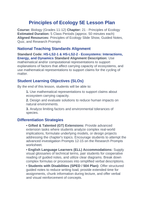Ecological Fundamentals 5E Lesson Plan sample page