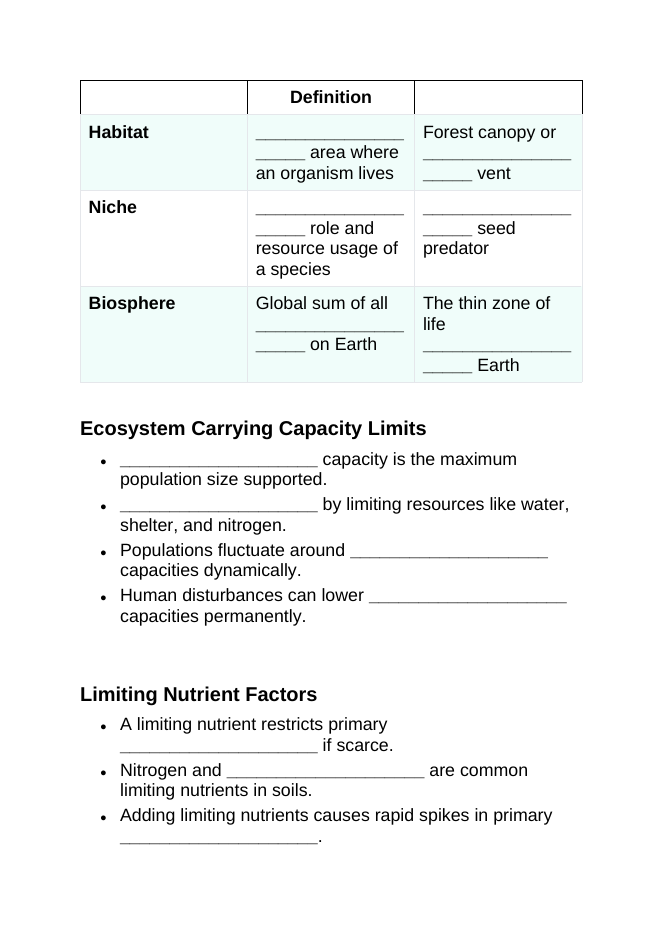 Ecological Fundamentals Guided Notes sample page