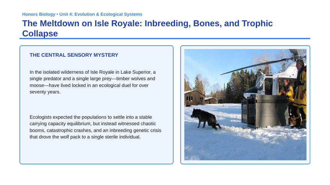 Ecological Fundamentals Phenomena-Based Lesson: The Meltdown on Isle Royale: Inbreeding, Bones, and Trophic Collapse Presentation sample page