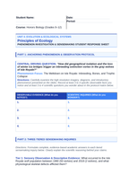 Ecological Fundamentals Phenomena-Based Lesson: The Meltdown on Isle Royale: Inbreeding, Bones, and Trophic Collapse Student Response Sheet sample page
