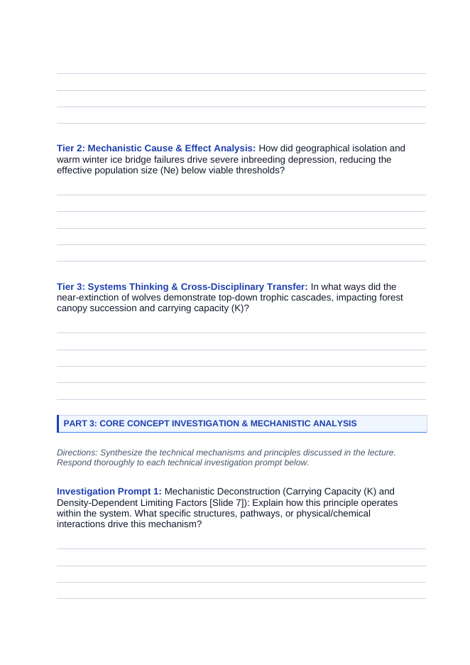 Ecological Fundamentals Phenomena-Based Lesson: The Meltdown on Isle Royale: Inbreeding, Bones, and Trophic Collapse Student Response Sheet sample page
