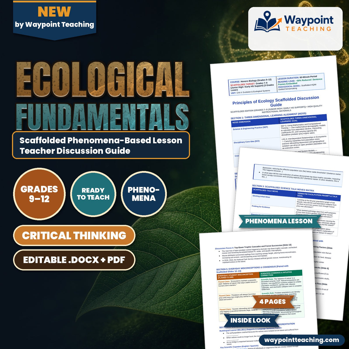 Ecological Fundamentals Scaffolded Phenomena-Based Lesson: The Meltdown on Isle Royale: Inbreeding, Bones, and Trophic Collapse Teacher Discussion Guide cover