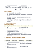 Ecological Fundamentals Spanish Guided Notes sample page
