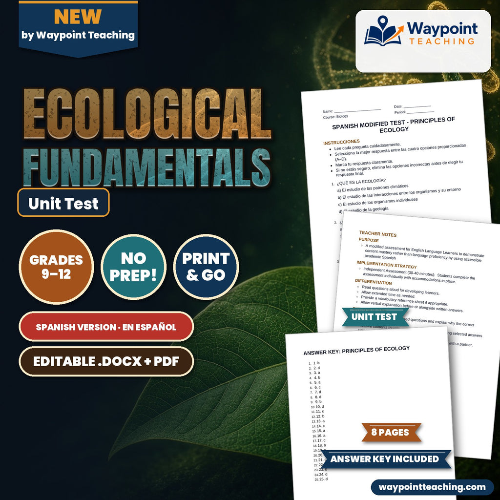 Ecological Fundamentals Spanish Unit Test cover