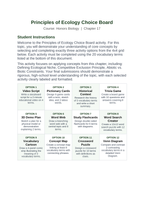 Ecological Fundamentals Vocabulary Choice Board sample page