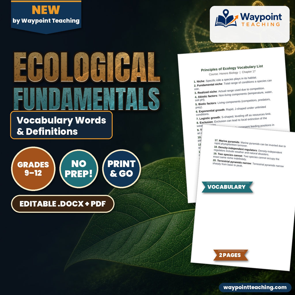 Ecological Fundamentals Vocabulary Words & Definitions cover