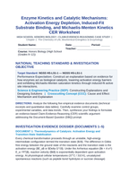Enzyme Kinetics and Catalytic Mechanisms: Activation Energy Depletion, Induced-Fit Substrate Binding, and Michaelis-Menten Kinetics CER Phenomena Worksheet sample page
