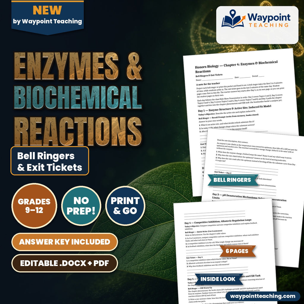 Enzymes & Biochemical Reactions Bell Ringers & Exit Tickets cover