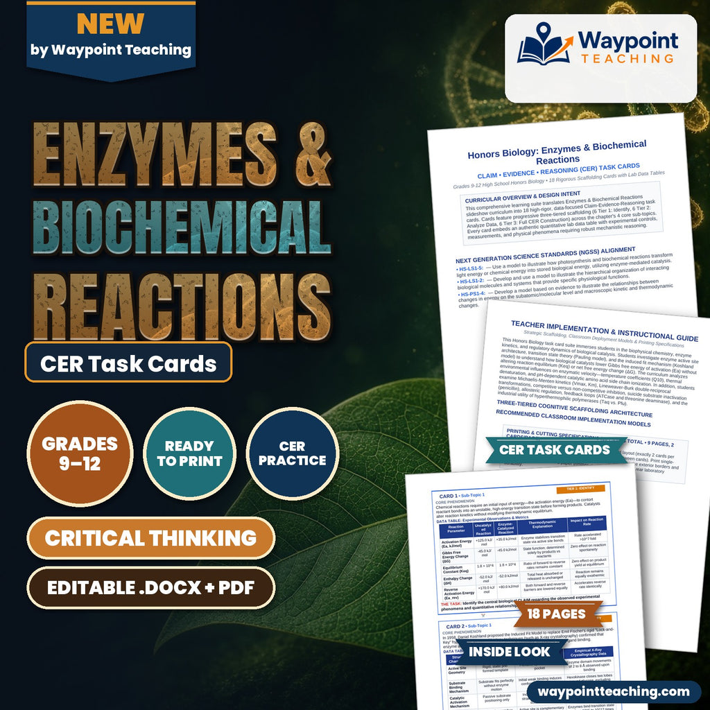 Enzymes & Biochemical Reactions CER Task Cards cover